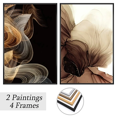 Gallery Art Set with Frames 3D model image 1 