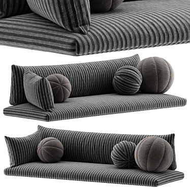 Fabric Texture Window Seat Pillows 3D model image 1 