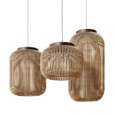 Handcrafted Rattan Pendant Light 3D model image 1 