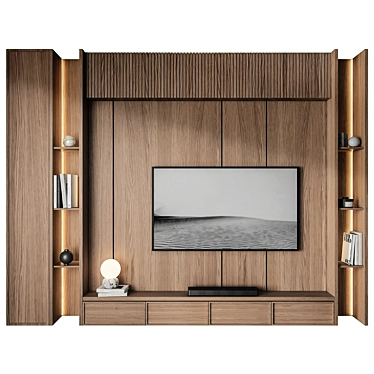 Modern TV Wall Set 26 3D model image 1 