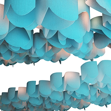 Wavy Fabric Ceiling Blue 3D model image 1 