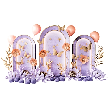 Floral Kids Room Arch Kit 3D model image 1 