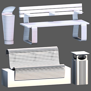 BENCH WITH TRASHBIN SET 02