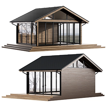 Elegant Panoramic Glass Gazebo 3D model image 1 