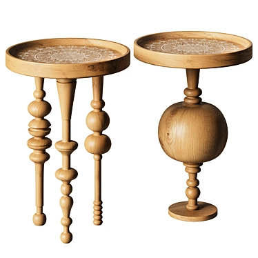 Table | Oak Wood Side Table Set | 1stdibs