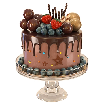 Strawberry Bliss Birthday Cake 3D model image 1 