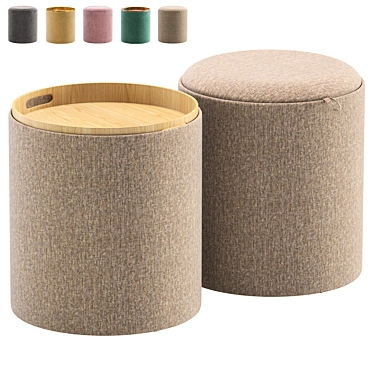 Hygge S Pouf Table with Beige Color Storage 3D model image 1 