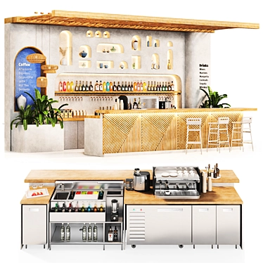 Mediterranean Café & Bar Setup 3D model image 1 