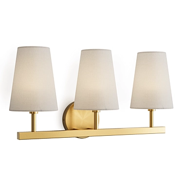 Elegant Triple Linen Brass Sconce 3D model image 1 