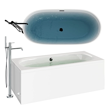  Freestanding Acrylic Bathtub & Mixer 3D model image 1 