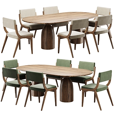 Modern Wood Dining Set 152 3D model image 1 