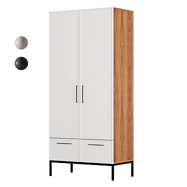 Berber Two-Door Wardrobe with Drawers 3D model image 1 