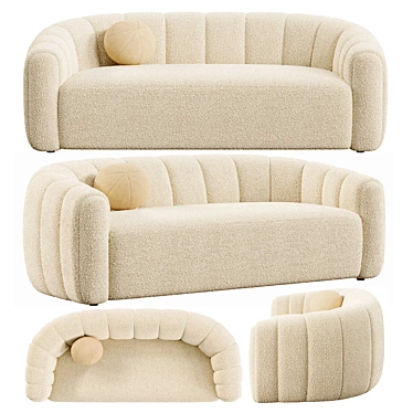 Vintage Channel-Tufted Deco Loveseat 3D model image 1 