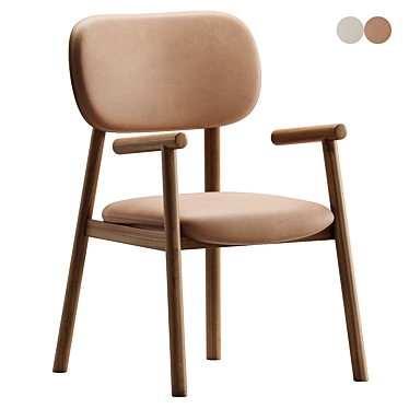 Scandinavian Style Wooden Dining Chair 3D model image 1 