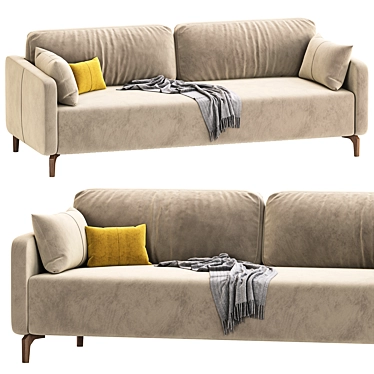 Plush Beige Velvet Sofa | Divan.ru 3D model image 1 