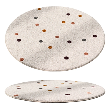 Kids Polka Dot Round Rug 3D model image 1 