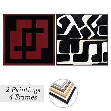 Modern Art Set with Frames 3D model image 1 