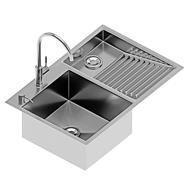 Stainless Steel Double Bowl Laundry Sink 3D model image 1 