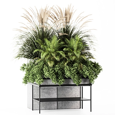 Concreted Box Set with Outdoor Plants 3D model image 1 