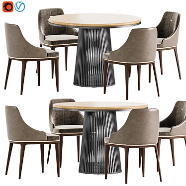 Modern Dining Set: Alaton Chair & Grid Table 3D model image 1 