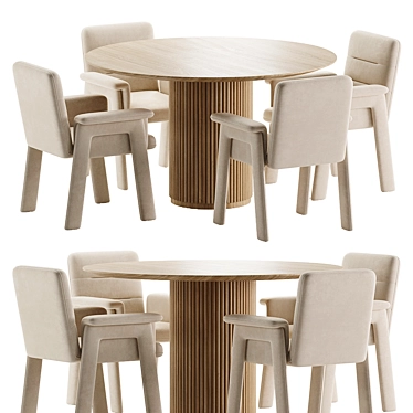 Modern Dining Set in White 3D model image 1 