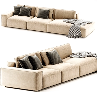 Luxurious Cairoli Sectional Fabric Sofa 3D model image 1 