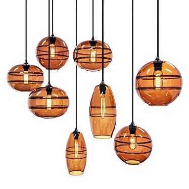 Handcrafted Glass Pendant Lights 3D model image 1 