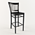 Modern Black Wood Texture Bar Stool 3D model small image 1