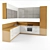 Standard-sized Kitchen with Sink and Oven 3D model small image 1