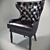 Elegant Handcrafted Buche Armchair with Silver Accents 3D model small image 1