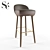 Stylish Leather Bar Stool 3D model small image 1