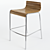 Sleek Zebrano Bar Stool 3D model small image 1