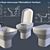Luxury Toilet and Bidet Combo 3D model small image 1