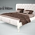 Luxury Silver-Trimmed Wooden Bed 3D model small image 1