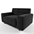 Elegant Black Fabric Armchair 3D model small image 1