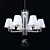 Padova Chrome Chandelier with White Fabric Shade & Crystal Accents 3D model small image 1