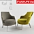 Guscio Flexform: Leather and Velvet Accent Chair 3D model small image 1