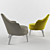 Guscio Flexform: Leather and Velvet Accent Chair 3D model small image 2