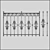 Elegant Wrought Iron Fence 3D model small image 1