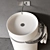 Transforming Orbit Sink: Multifunctional Matte Corian Wash Basin 3D model small image 2