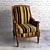 Elegant Carved Wood Armchair 3D model small image 1