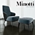 Luxury Minotti Leslie Velvet Armchair & Ottoman 3D model small image 1