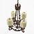 Bronze Textured Glass Pendant Chandelier 3D model small image 3
