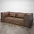 Sleek Brown Leather Sofa Set 3D model small image 1