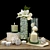 Elegant Décor Set: Flowers, Candles, Cones, Books 3D model small image 1