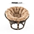 Rattan Papasan Chair with Cushion 3D model small image 1