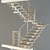 Modular Metal Frame Staircase with Open Wooden Steps 3D model small image 1