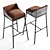 Rustic Steel Leather Stool 3D model small image 1