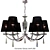 Elegant Crystal Chandelier with Black Fabric Shade 3D model small image 1