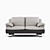 Natuzzi Black and White Leather Sofa 3D model small image 2